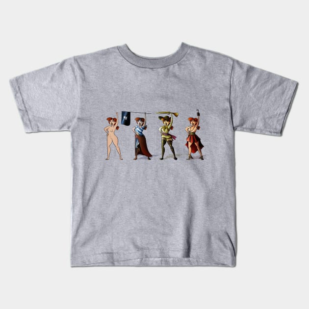 Pirate Girl 3 Kids T-Shirt by Eterea